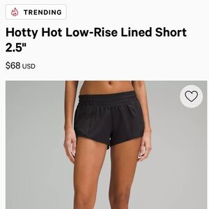 Lululemon Hotty Hot Low Rise Mesh Paneled Stretch Shorts Size 4 Workout Gym